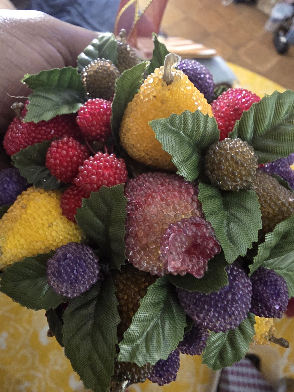 Avon Beaded Fruit Cluster in Yellow, Red, Purple, Green